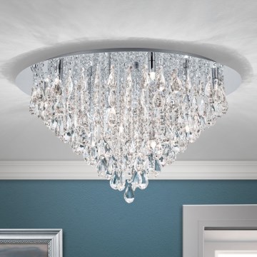 Crystal ceiling light CELESTE 12xG9/40W/230V d. 75 cm shiny chrome