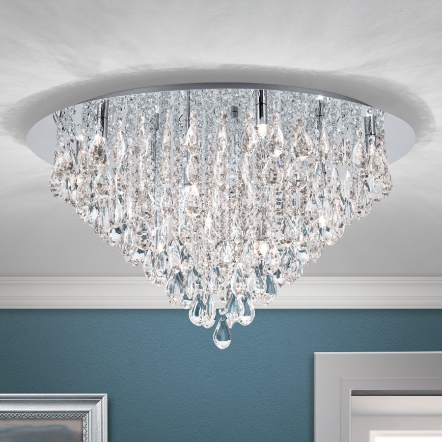Crystal ceiling light CELESTE 12xG9/40W/230V d. 75 cm shiny chrome