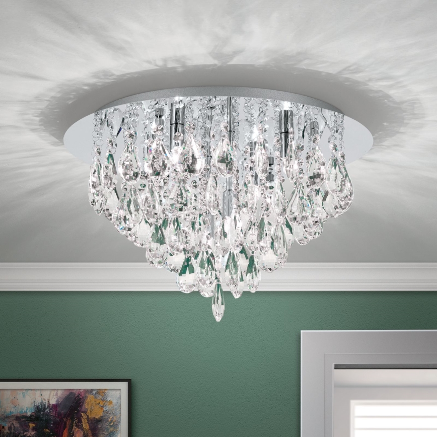 Crystal ceiling light CELESTE 6xG9/40W/230V d. 45 cm shiny chrome