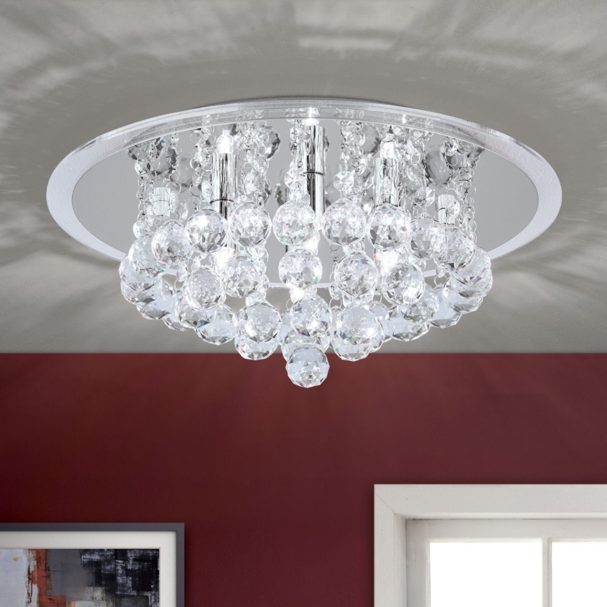 Crystal ceiling light GLORIA 4xG9/40W/230V d. 38 cm clear/shiny chrome