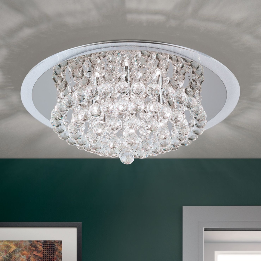 Crystal ceiling light GLORIA 6xG9/40W/230V d. 50 cm clear/shiny chrome
