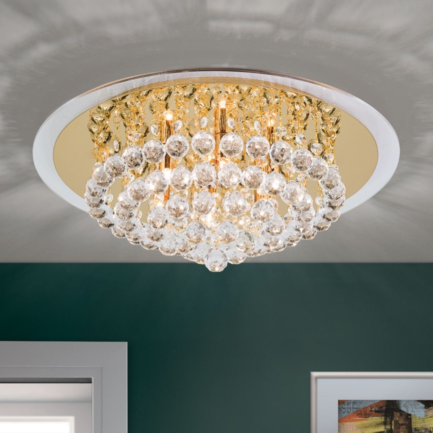 Crystal ceiling light GLORIA 6xG9/40W/230V d. 50 cm gold