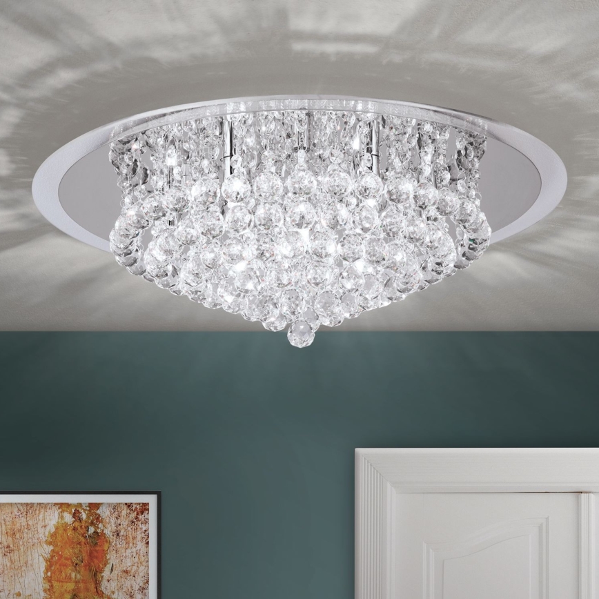 Crystal ceiling light GLORIA 9xG9/40W/230V d. 62 cm clear/shiny chrome