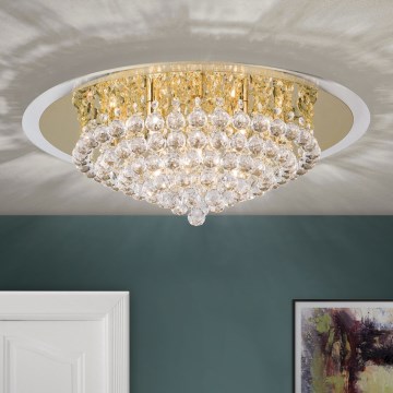 Crystal ceiling light GLORIA 9xG9/40W/230V d. 62 cm gold