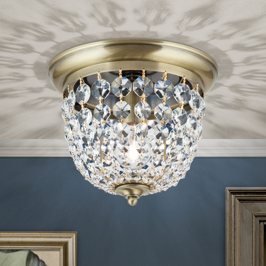 Crystal ceiling light PLAFOND 1xE27/40W/230V d. 26 cm bronze