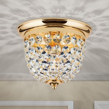 Crystal ceiling light PLAFOND 1xE27/40W/230V d. 26 cm gold