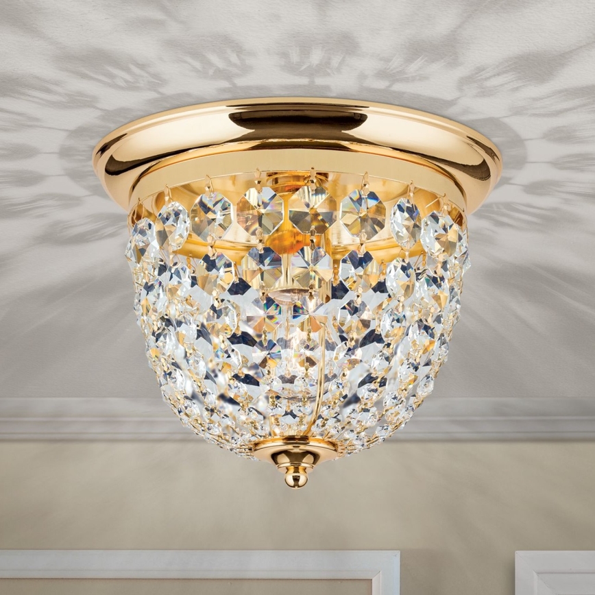 Crystal ceiling light PLAFOND 1xE27/40W/230V d. 26 cm gold