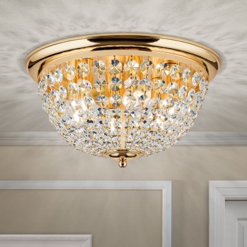 Crystal ceiling light PLAFOND 6xE27/40W/230V d. 47 cm gold