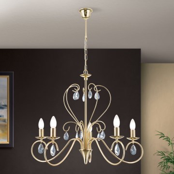 Crystal chandelier on a chain ALESSIA 5xE14/40W/230V gold