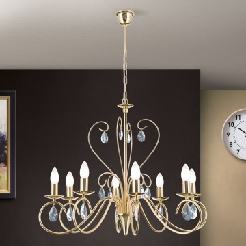 Crystal chandelier on a chain ALESSIA 8xE14/40W/230V gold