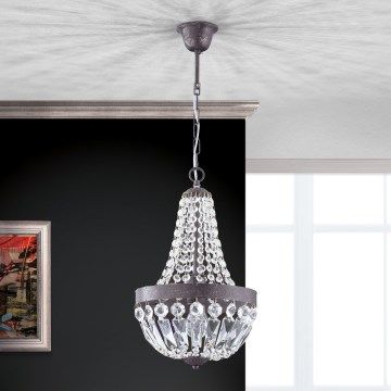 Crystal chandelier on a chain ARILA 1xE27/60W/230V d. 25,5 cm brown/patina