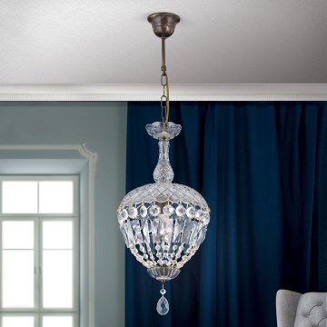 Crystal chandelier on a chain ARILA 1xE27/60W/230V d. 25 cm brown/patina