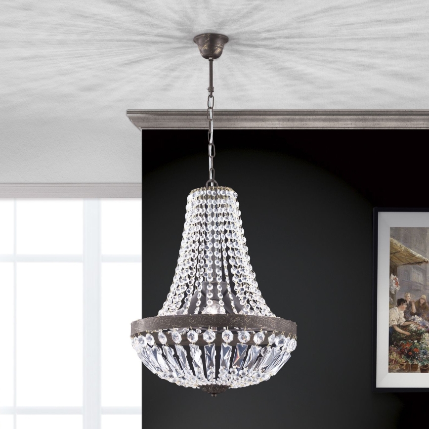 Crystal chandelier on a chain ARILA 3xE27/60W/230V d. 40 cm brown/patina