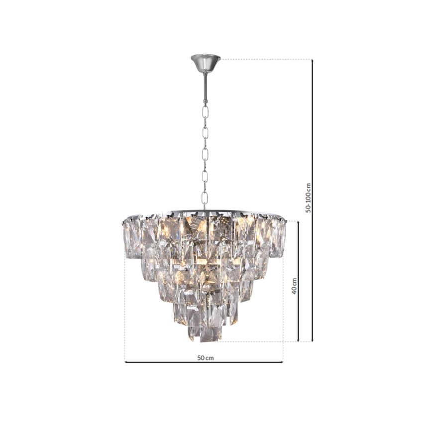 Crystal chandelier on a chain CHELSEA 6xE14/40W/230V