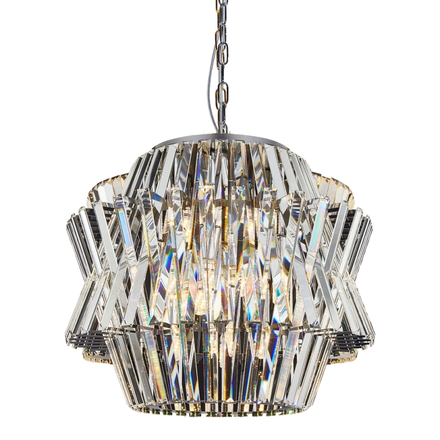 Crystal chandelier on a chain CROWN 12xE14/40W/230V shiny chrome