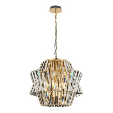 Crystal chandelier on a chain CROWN 12xE14/40W/230V gold