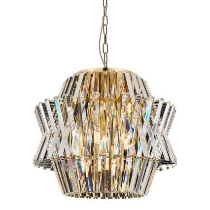 Crystal chandelier on a chain CROWN 12xE14/40W/230V gold