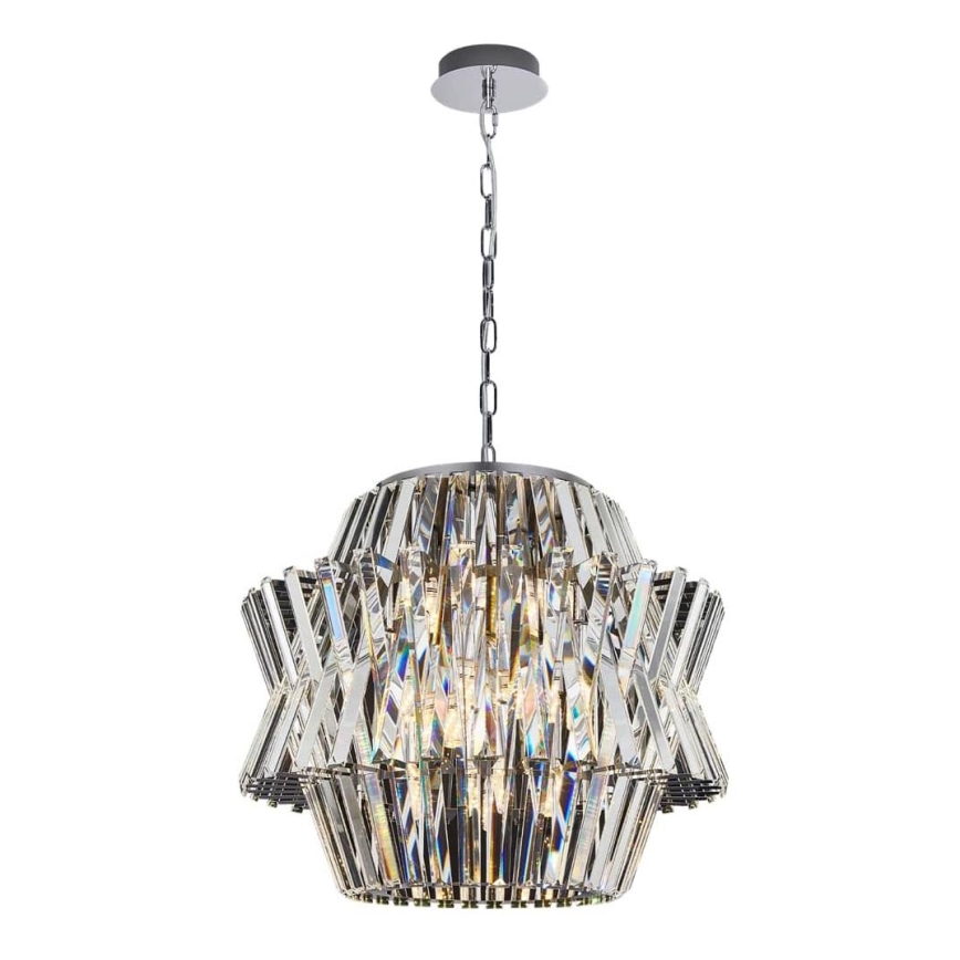 Crystal chandelier on a chain CROWN 12xE14/40W/230V shiny chrome