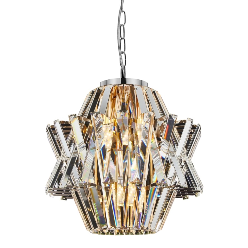 Crystal chandelier on a chain CROWN 4xE14/40W/230V shiny chrome