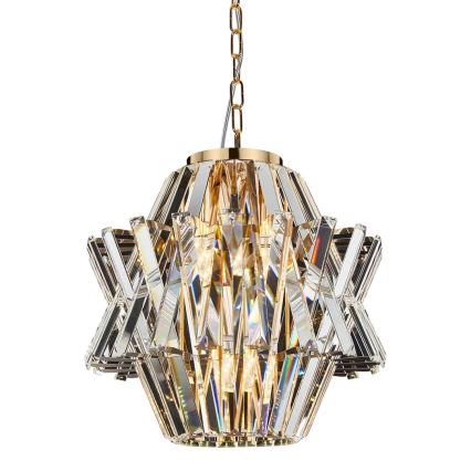 Crystal chandelier on a chain CROWN 4xE14/40W/230V gold