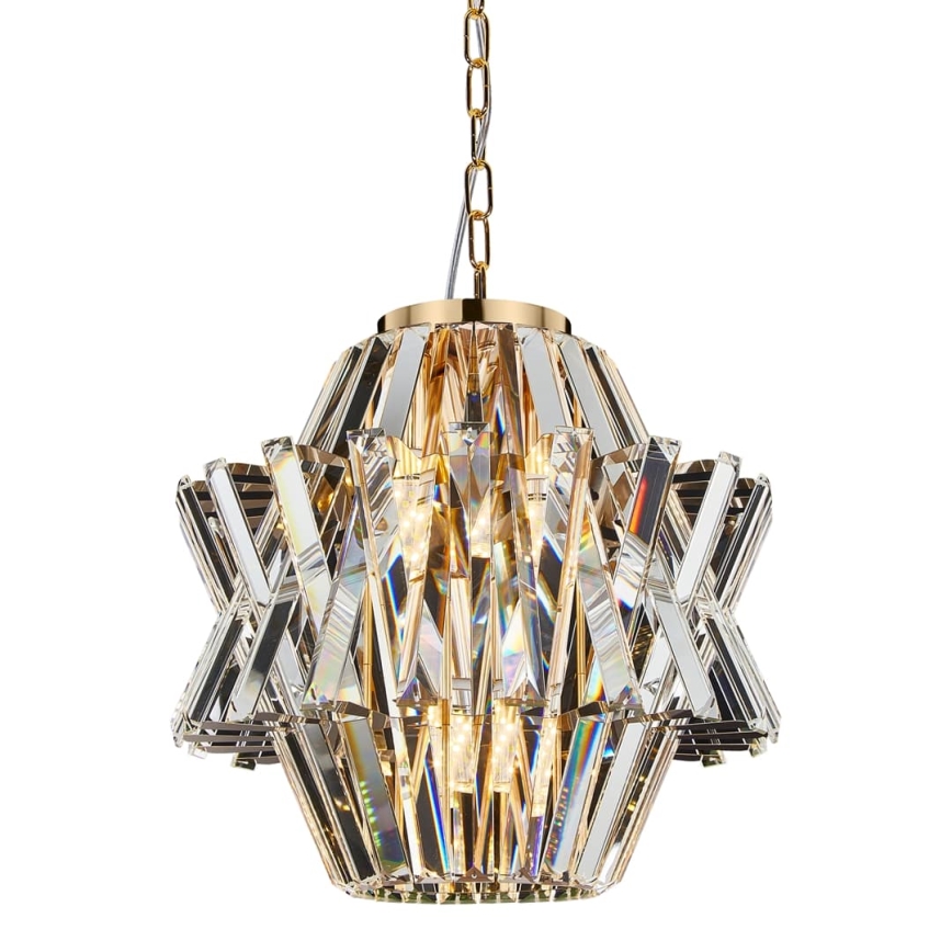 Crystal chandelier on a chain CROWN 4xE14/40W/230V gold