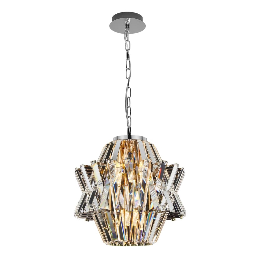Crystal chandelier on a chain CROWN 4xE14/40W/230V shiny chrome