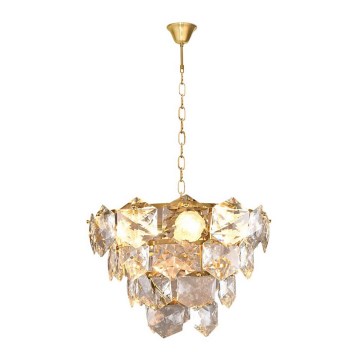Crystal Chandelier on a Chain DIANA 6×E14/40W/230V Golden