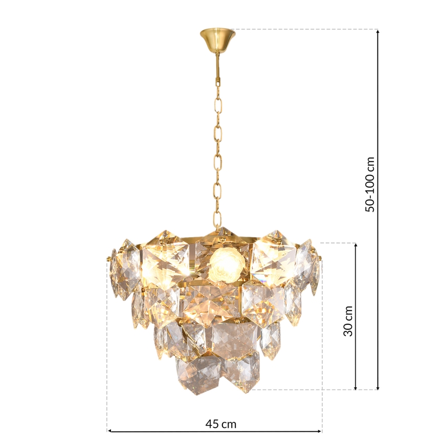 Crystal Chandelier on a Chain DIANA 6×E14/40W/230V Golden