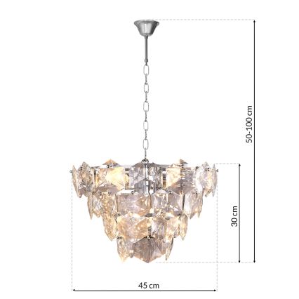 Crystal Chandelier on a Chain DIANA 6×E14/40W/230V Matte Chrome