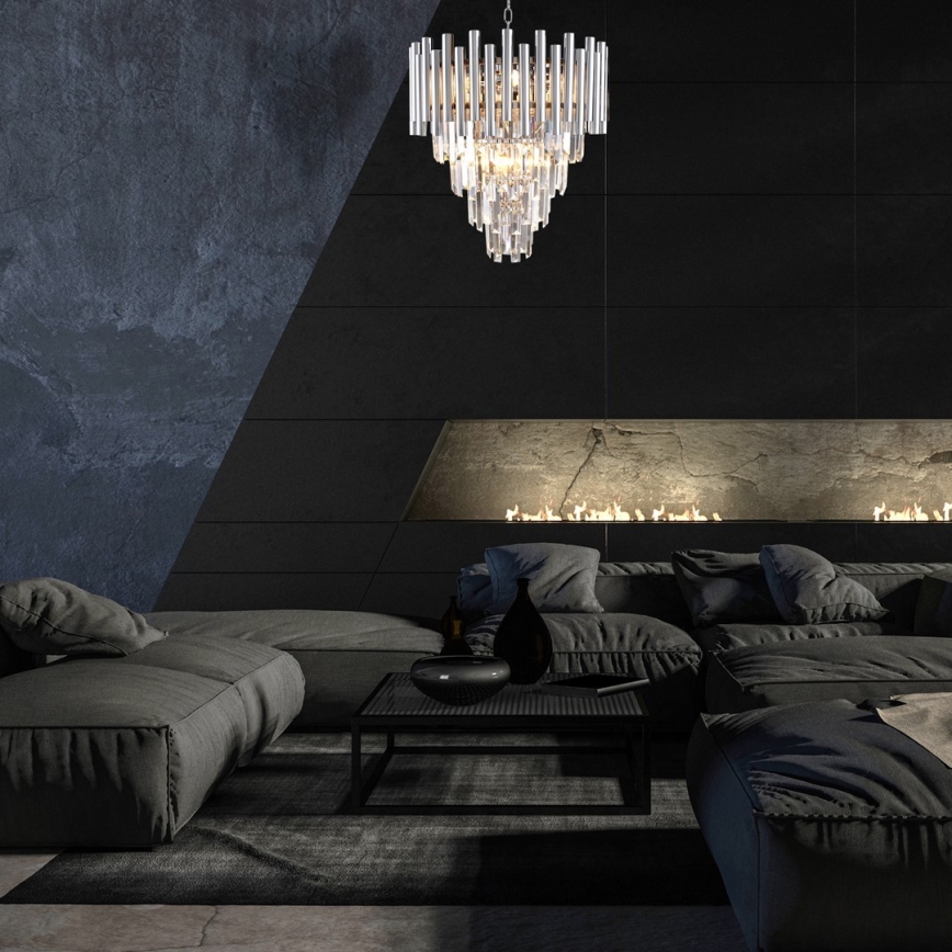 Crystal chandelier on a chain MADISON 9xE14/40W/230V shiny chrome