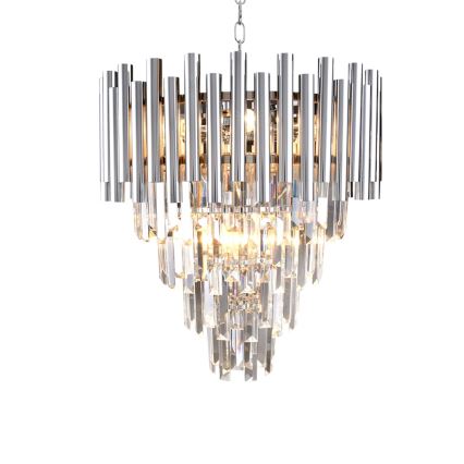 Crystal chandelier on a chain MADISON 9xE14/40W/230V shiny chrome