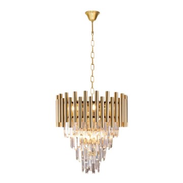 Crystal chandelier on a chain MADISON 9xE14/40W/230V gold