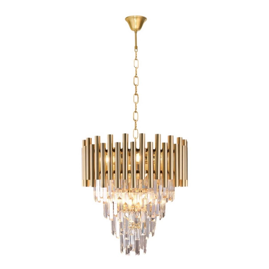 Crystal chandelier on a chain MADISON 9xE14/40W/230V gold