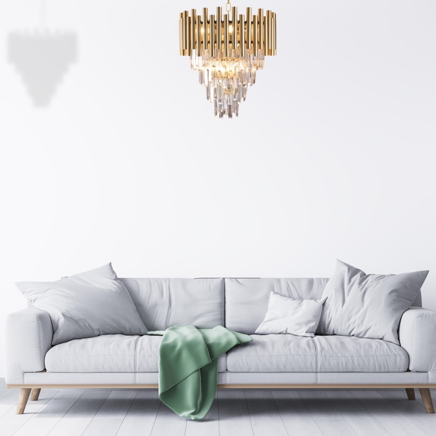 Crystal chandelier on a chain MADISON 9xE14/40W/230V gold