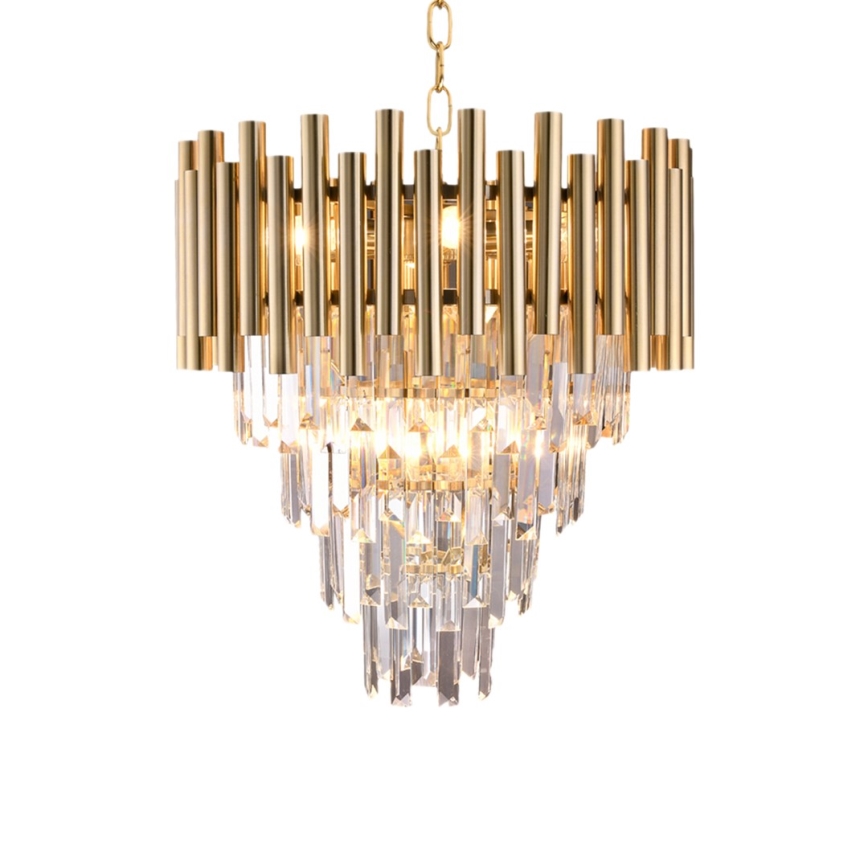 Crystal chandelier on a chain MADISON 9xE14/40W/230V gold