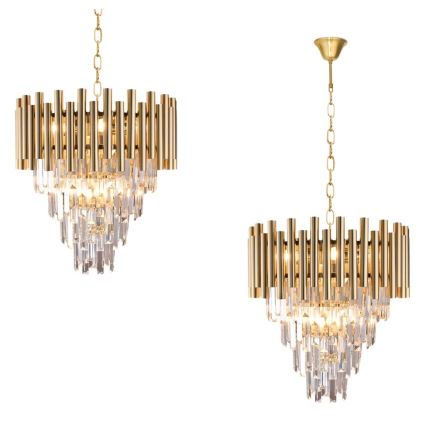 Crystal chandelier on a chain MADISON 9xE14/40W/230V gold