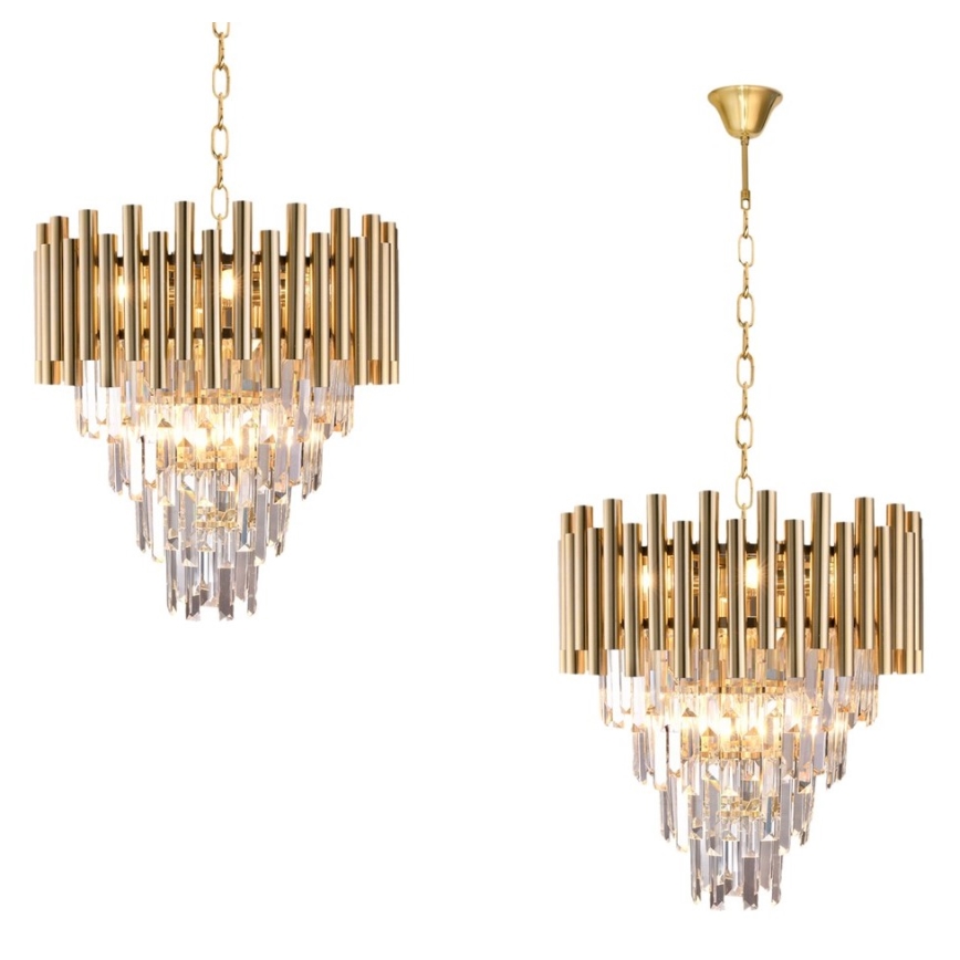 Crystal chandelier on a chain MADISON 9xE14/40W/230V gold