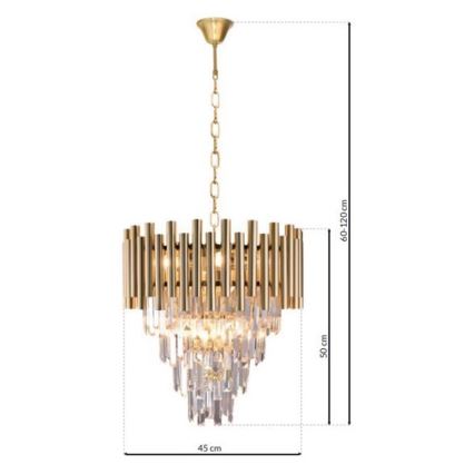 Crystal chandelier on a chain MADISON 9xE14/40W/230V gold