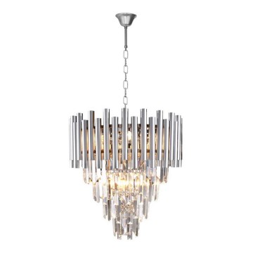 Crystal chandelier on a chain MADISON 9xE14/40W/230V shiny chrome