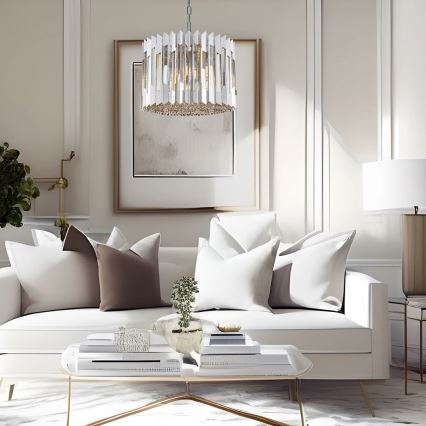 Crystal chandelier on a chain RITZ 7xE14/40W/230V shiny chrome
