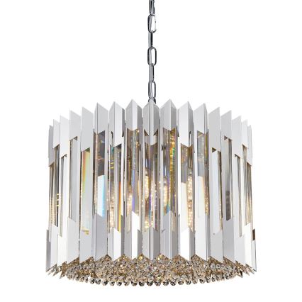 Crystal chandelier on a chain RITZ 7xE14/40W/230V shiny chrome