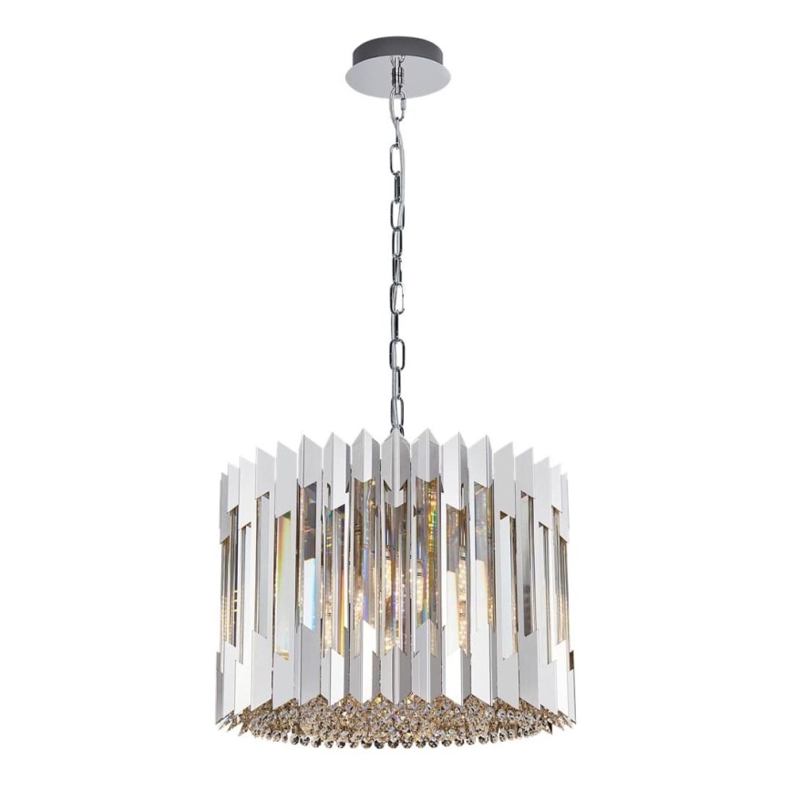 Crystal chandelier on a chain RITZ 7xE14/40W/230V shiny chrome
