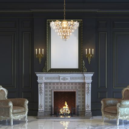 Crystal Chandelier on a Chain SELENA 6×E14/40W/230V Golden