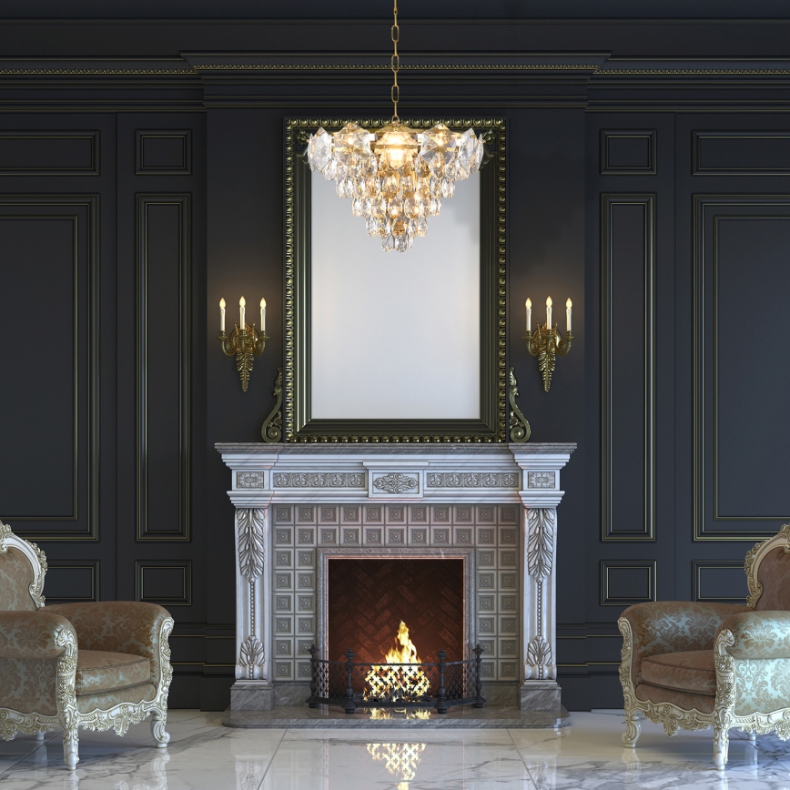 Crystal Chandelier on a Chain SELENA 6×E14/40W/230V Golden