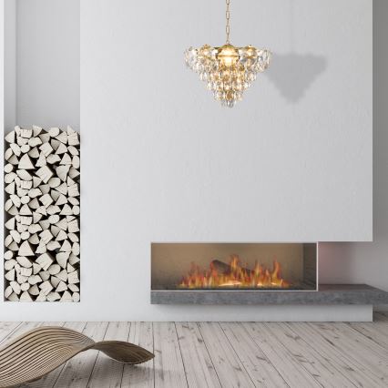 Crystal Chandelier on a Chain SELENA 6×E14/40W/230V Golden