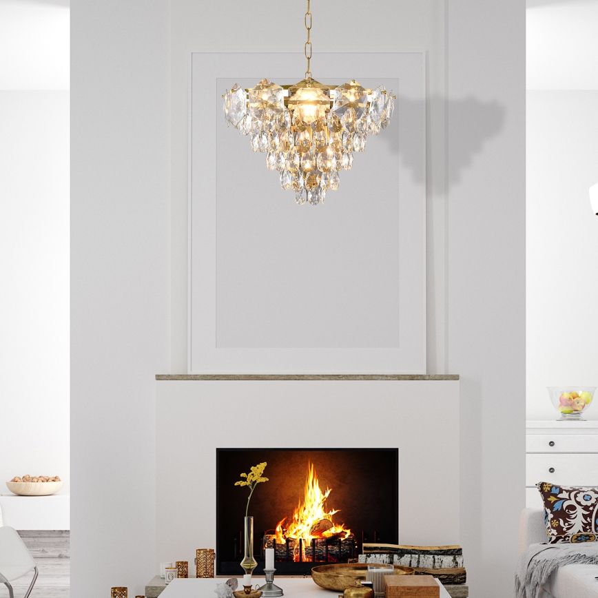 Crystal Chandelier on a Chain SELENA 6×E14/40W/230V Golden