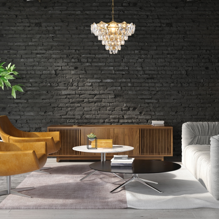 Crystal Chandelier on a Chain SELENA 6×E14/40W/230V Golden