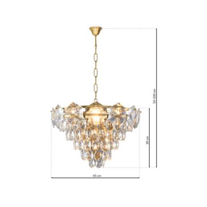 Crystal Chandelier on a Chain SELENA 6×E14/40W/230V Golden