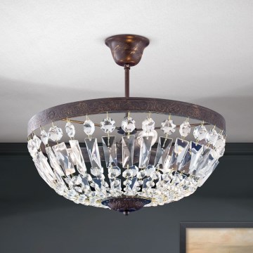 Crystal chandelier on a pole ARILA 3xE14/40W/230V d. 40 cm brown/patina
