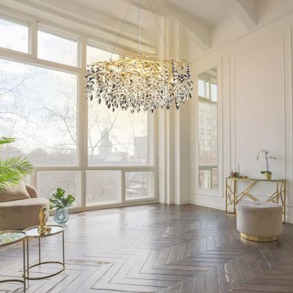 Crystal chandelier on a string 12xG9/40W/230V gold